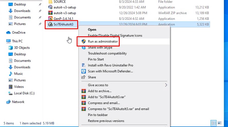 Adobe Illustrator 2025: Hướng Dẫn Cài Đặt Chi Tiết A-Z 23 Chuột phải file SciTE4Autolt3 chọn Run as admin