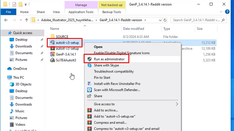 Adobe Illustrator 2025: Hướng Dẫn Cài Đặt Chi Tiết A-Z 15 Chuột phải file autoit-v3-setup và chọn Run as admin