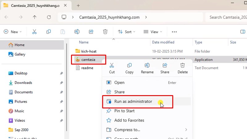 Camtasia 2025: Cài đặt rất dễ và nhanh 11 Chạy file cài đặt bằng quyền Admin