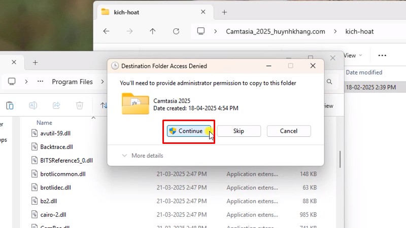 Camtasia 2025: Cài đặt rất dễ và nhanh 18 Continue hoàn thành quá trình cài đặt và kích hoạt