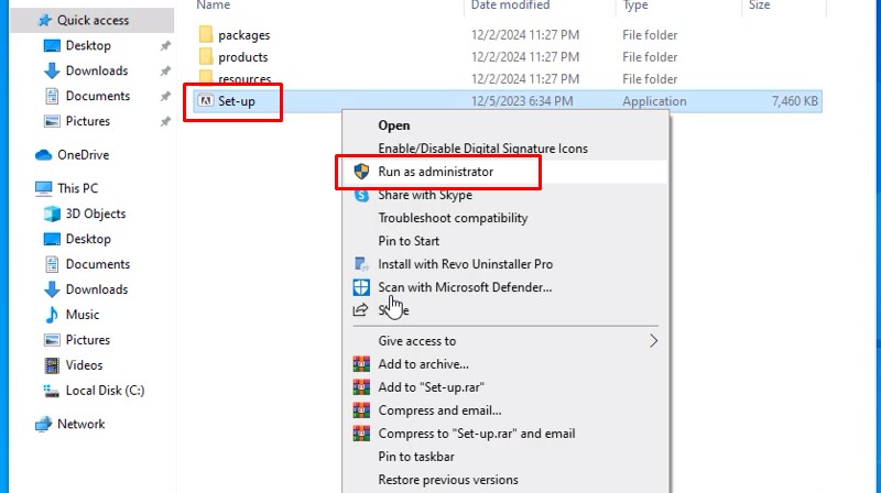 Encoder 2025: Hướng dẫn cài đặt chi tiết 11 Chạy file Set-up bằng quyền admin
