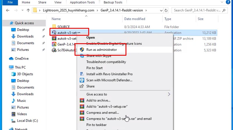 Lightroom 2025: Link Tải Nhanh, Có Video Cài Đặt 15 Chạy file autoit-v3-setup bằng quyền admin