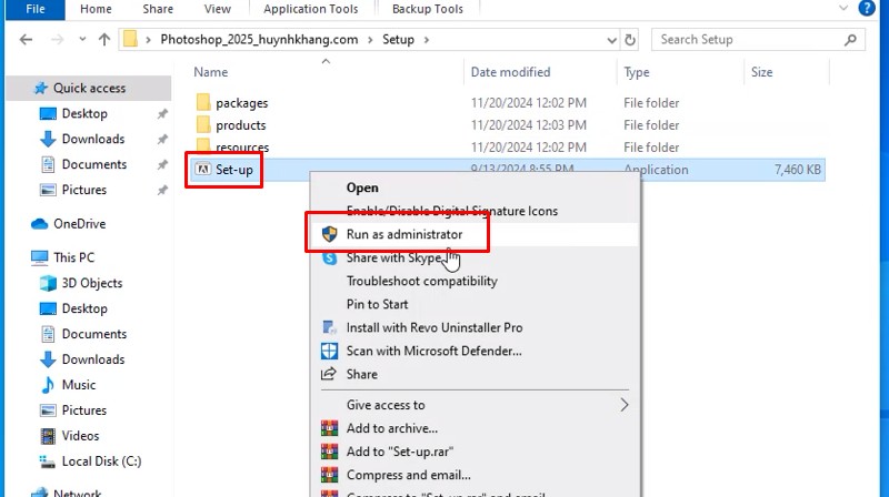 Adobe Photoshop 2025: Cài Đặt Dễ Và Nhanh 11 Chạy file Set-up bằng quyền admin