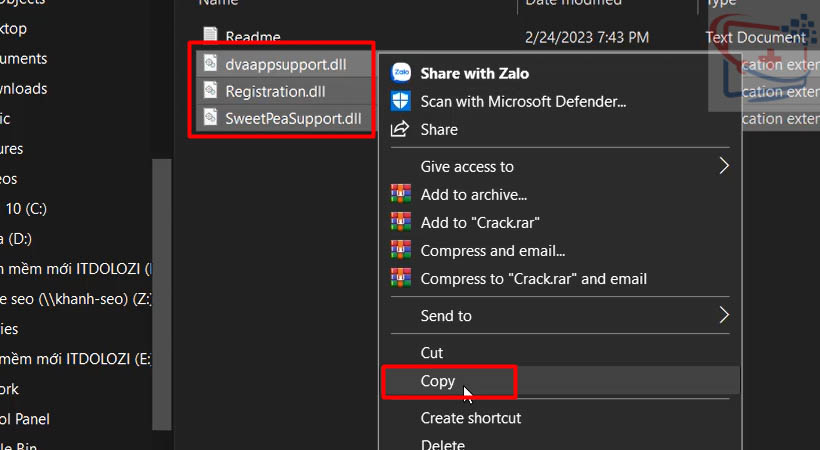 Copy các file như hình để cài Adobe Premiere 2023.