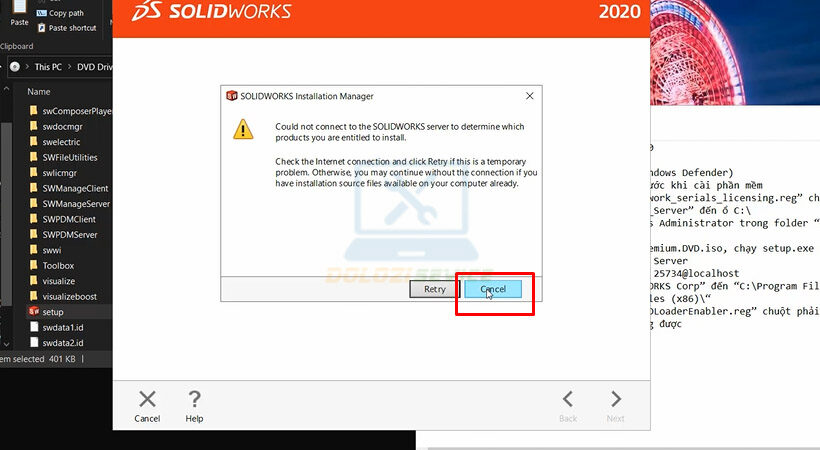 Hướng dẫn cài đặt SolidWorks 2020