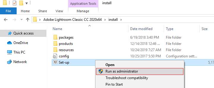 Tải Adobe Lightroom Classic 2020 Vĩnh viễn 100% chuot-phai-vao-tep-set-up-chon-muc-run-as-administrator