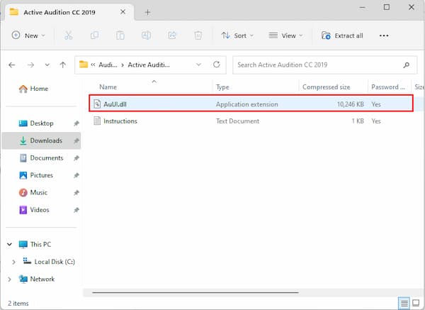 Copy file "AuUI.dll" trong thư mục