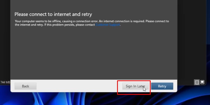 Chọn Sign In Later nhá